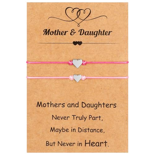 Image of EOBOH Mother's Day Gift Bracelets, Mother's Day Bracelets Adjustable Hearts Mother Daughter with Card, Love Mothers Day Gifts for Grandma Daughter Accessories
