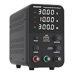 DC power supply (0-30V,0-10A) adjustable, switching power supplies, mini high precision 4-digit display with USB fast charging interface, variable lab bench power supply, output button/encoder knob