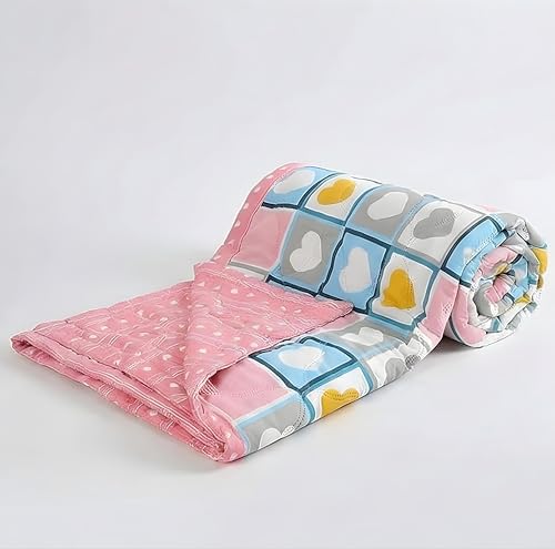 Image of Cotton Quilt for Double Bed Size 180 inchx210 inch | Lightweight Floral Comforter | Reversible All-Season Dohar Blanket (Heart Design)