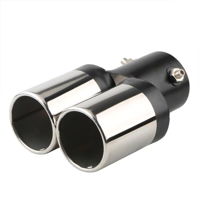 Embout de silencieux d'échappement double pot inox noir chrome entrée 2.5 pouces pour auto