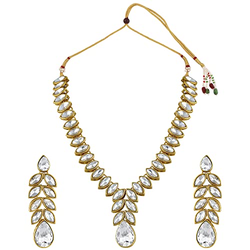 Image of Peora Traditional Crystal Necklace & Jewellery Set Gift for Women