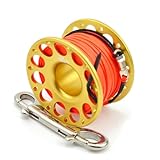 WIXUIPR Keep Diving Aluminium Spool Reel Solid Color Polyester Rope Reels Outdoor Activity Fishing Underwater Accessories, Gold, 30m