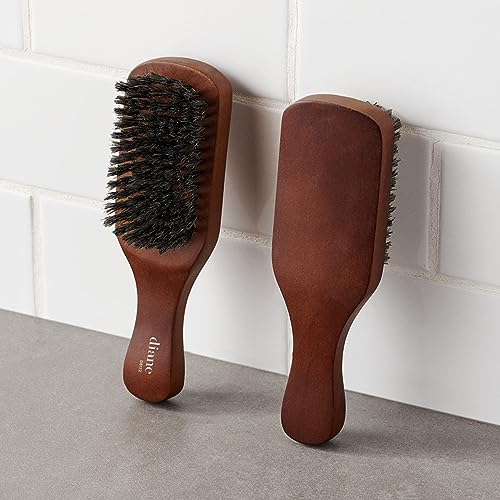 Diane Reinforced Boar Bristle Club Wave Brush for Men and Barbers – Medium Bristles for Thick and Curly Hair – Use for Detangling, Smoothing, Wave Styles, Restore Shine and Texture