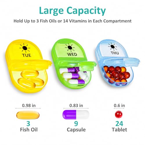 Image of Fullicon Pill Organizer 2 Times a Day, Weekly Pill Box AM PM, Removable Medicine Organizer, Pill Cases Twice a Day