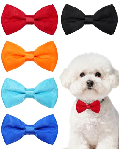 BIPY 5PCS Small Pure Color Dog Collar Bow Dog Cat Collar Pendant Adjustable Accessories Slide Rail Accessories Bow Clothing Birthday Festival