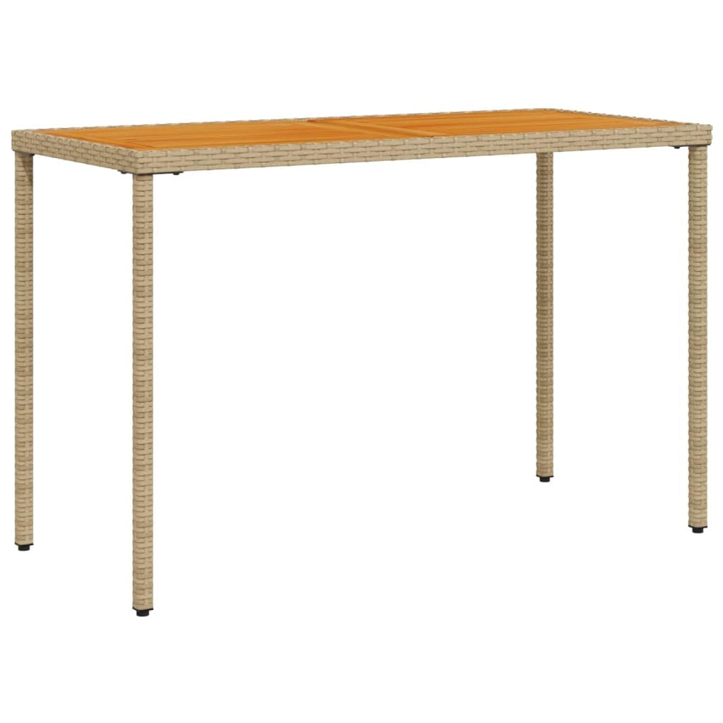 Fengshui Stół ogrodowy z blatem z drewna akacjowego, 115 x 54 x 74 cm, polirattanowy