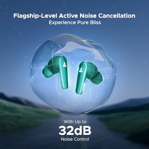 Image of Boat Airdopes 131 Elite ANC, 32dB Active Noise Cancellation, 60HRS Battery, Ambient Mode, 4Mics ENx, Fast Charge, IPX5, v5.3 Bluetooth Earbuds, TWS Ear Buds Wireless Earphones with mic (Active Teal)