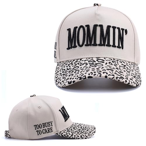 Image of Vintage Two-Tone Trucker Hat Adjustable Baseball Cap with Mommin Embroidery Ponytail Fit Unisex Outdoor Casual Headwear