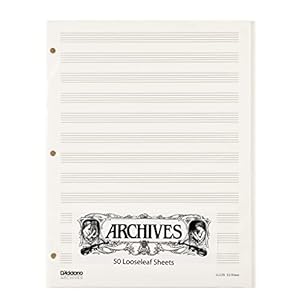 D’Addario LL12S geperforeerde bladmuziek met 12 notenlijnen, 50 stuks