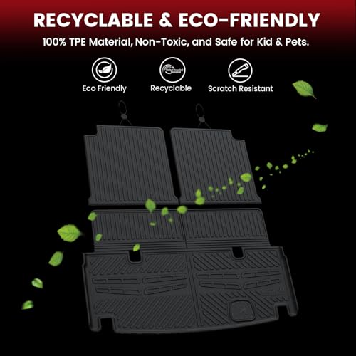 Image of LASFIT Cargo & Backrest Mats for Mercedes Benz GLS 2017-2019 & GL 2013-2016 | Fit for GLS 350d /450 /550 /63 AMG & GL 350 /450 /550 /63 AMG, All Weather TPE Non-Slip Trunk Mat with Seatback, Black