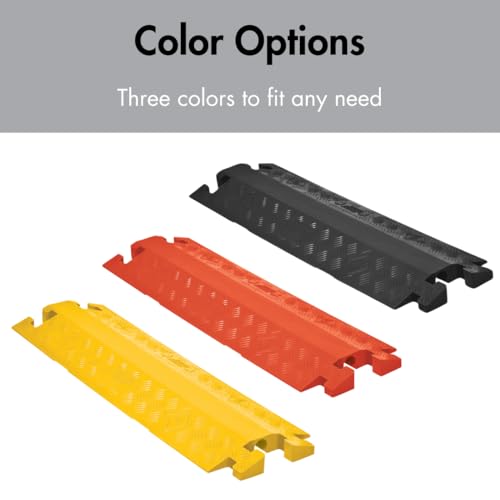 Image of Checkers 1 Channel Industrial Drive Over Cable Protector, Drop Over for 2.25 inch Lines, 23k /Axle Load Capacity Hose and Cable Ramp for Heavy Duty Equipment, Made in The USA, Black, CP1X225-GP-DO-B