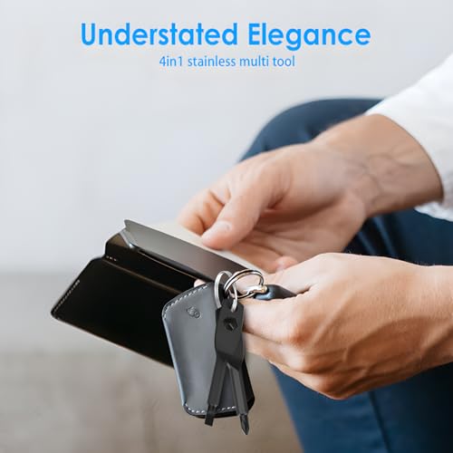 Stocking Stuffers for Men, 4-in-1 Pocket Screwdriver Keychain Tools, Mens Christmas Gifts for Dad Husband Boyfriends, White Elephant Gift Adults Cool Gadgets - Black