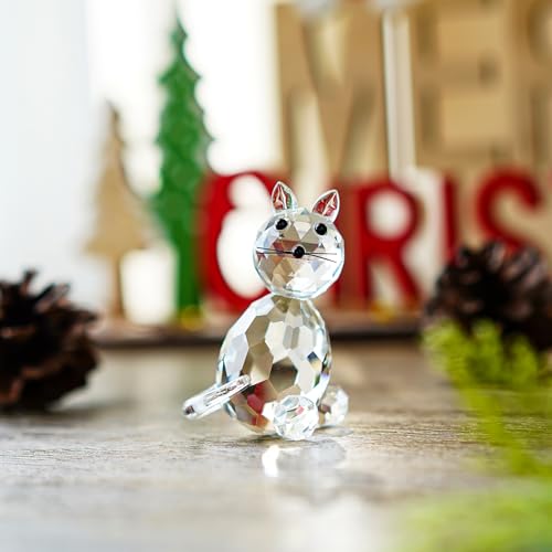 H&D Kristall-Tiere, Sammlerstück, Glas-Katze, Briefbeschwerer, Tischdekoration