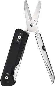Roxon Folding Pocket Scissors 2 in 1 Must-Have at Home EDC Multi Tool with Belt Clip, Good for Housework, Rescue, Hunting, Survival, Fishing, Hiking, Camping