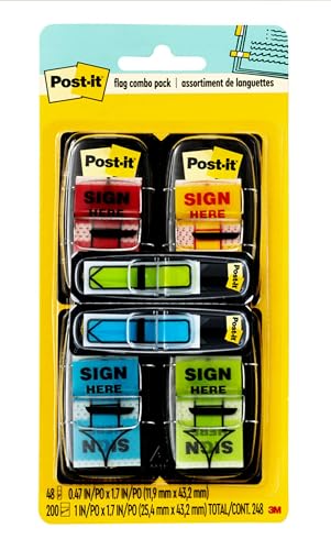 Post-it Flags Arrow Message 1" Page Flags, 200 "Sign Here", 48 Arrow, Four Colors, 248/Pack - image 1
