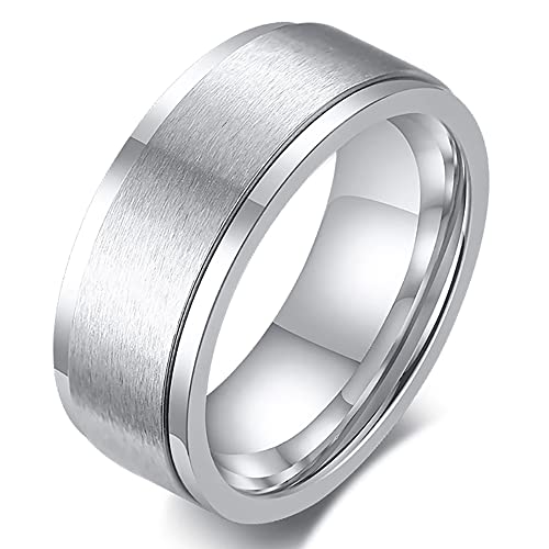 ZENSE - Bague tournante pour homme de couleur argent mate ZR0158, taille 62