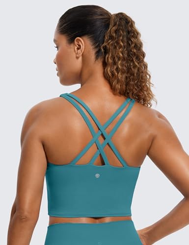 Image of CRZ YOGA Womens Butterluxe Strappy Longline Sports Bra - Padded Criss Cross Yoga Workout Crop Tank Tops
