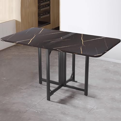 Folding Dining Table Expandable Multipurpose Table with Drop Leaves Adjustable Feet Pads Sturdy Steel Frame SpaceSaving Design for Dining Room or Kitchen