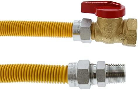 Jones Stephens 5/8" OD (1/2" ID) Gas Connector Assembly, Yellow Coated, 1/2" MIP x 3/4" FIP Ball Valve x 48"