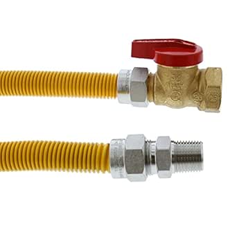 Jones Stephens 5/8" OD (1/2" ID) Gas Connector Assembly, Yellow Coated, 1/2" MIP x 3/4" FIP Ball Valve x 48"