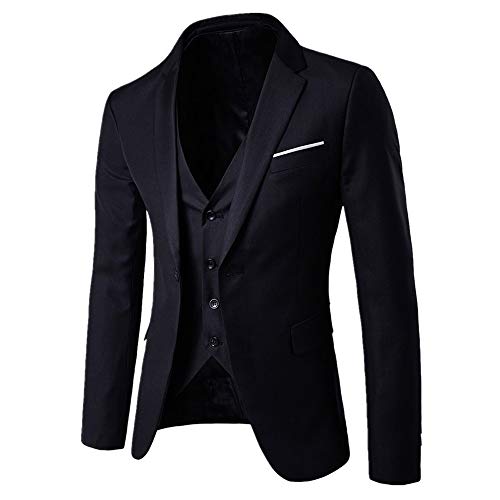 KPNV Ternos masculinos sólidos 3 peças slim fit smoking blazer com um botão - calça colete para viag