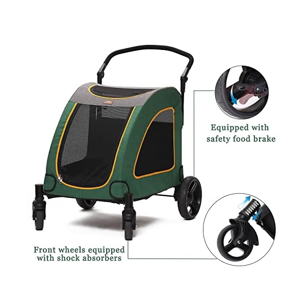 Dog-Stroller-Pet-Stroller-Large-Adjustable-Handle-Zipper-Entry-Skylight-Window-Stroller-Suitable-for-Small-Medium-Large-Pets Large Dog Stroller