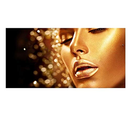 Tableau africain femme noir et or 40x80 cm sans cadre pour salon