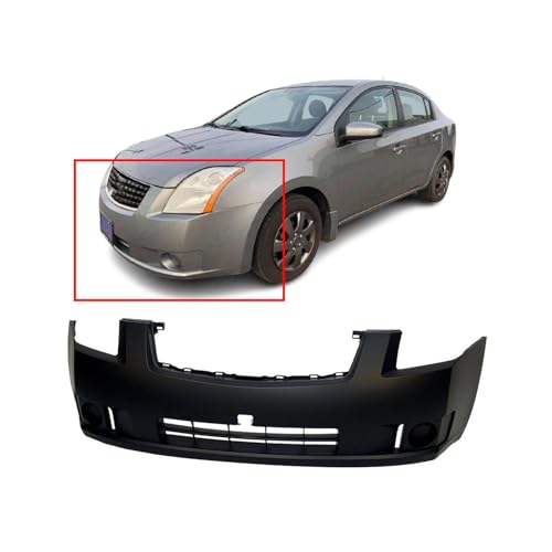 Image of FitParts Compatible with Nissan Sentra 2007-2009 Front Bumper Cover | Primed, Without Parking Sensor Holes, Ready to Paint, OEM 62022ET30J, NI1000242