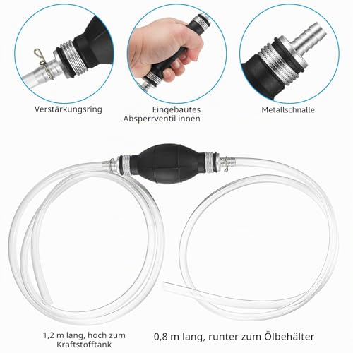 Benzinpumpe Handpumpe, Transferpumpe, 2m Länge ölabsaugpumpe, Dieselpumpe, Kraftstoffpumpe, Wasserpumpe Schlauchpumpe für Kraftstoffe Benzin Diesel Wasser Öl