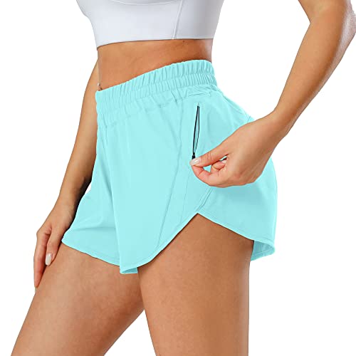 Image of Aurefin Athletic Shorts for Women,Women's Quick Dry Workout Sports Active Running Track Shorts with Elastic and Zip Pockets
