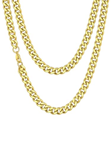 Richsteel Collier Or Homme Acier Inoxydable 65cm Collier Homme Maille 6mm Lien Cubaine Miami Americaine Bijoux Chaines Or Acier Inoxydable Femme Garçon