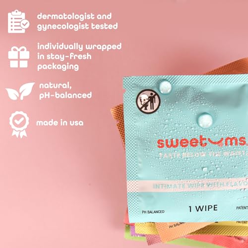 Sweetums Sample Size Feminine Wipes For Women, pH Balanced Biodegradable Flavored Intimate Wipes - Pack of 24