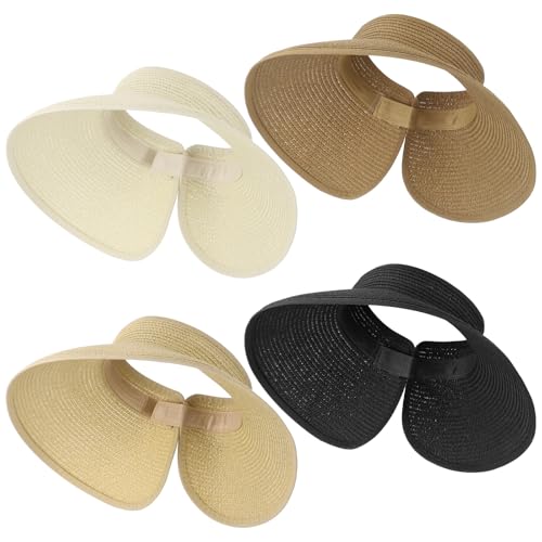 4 Sombreros Visera Plegables de Paja para Mujer miniatura 2