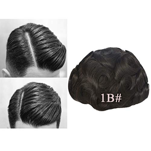 Hairnotion Top Grade Hair Color Off Black 1b# Lace Front Skin Toupee 8"X10" Hair Pieces (1b#), 8"*10" - Image 3