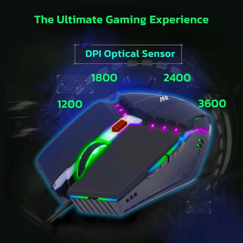Image of Ant G20 Gaming Mouse, Wired Mouse with RGB Backlit and Adjustable DPI, Ergonomic Office Laptop Mouse, Computer Gamer Mouse with 7 Responsive Buttons for Windows /Mac /Linux /Chrome