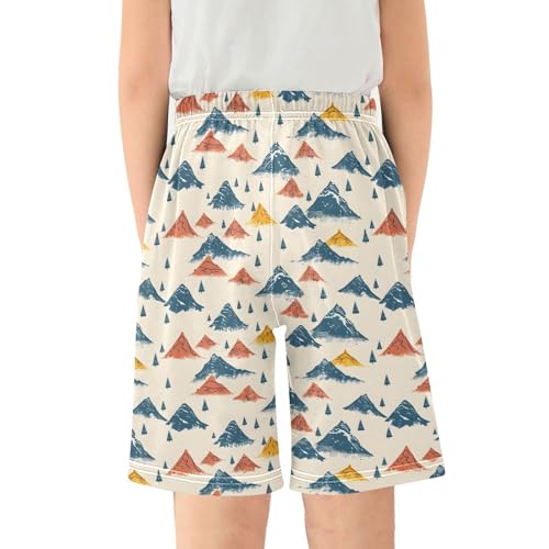 ALAZA Color Mountain Pine Tree Pajama Shorts Elastic Waist Casual Sleep Shorts with Pockets Size 6-142