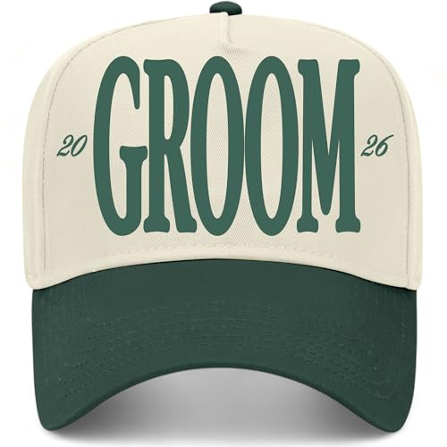 Bride Vintage Trucker Hat | Marriage Wedding Bachelorette | Premium Snapback Baseball Hat for Men & Women (US Alpha One Size Green/Natural | Groom)