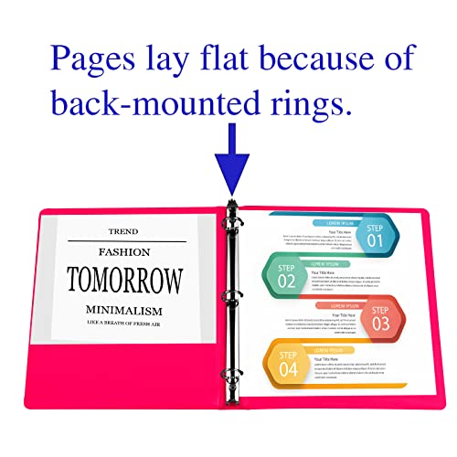 3 Ring Binders, Durable 1” Round Rings, Holds 8.5 * 11 Inch Papers,With Clear-View Covers,For School, Office, Or Home, Colored Binder,Non-Stick,6 Pack (6 Pack 1 Inch Binder) #TOP5