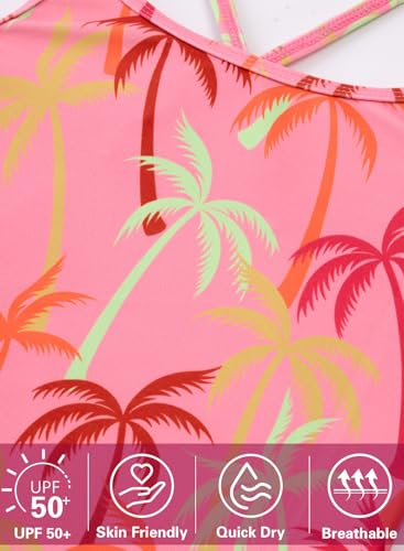 Image of Girls One Piece Swimsuits Summer UPF 50+ Quick Dry Beach Bathing Suit Cross Shoulder Strap Swimwear 2-10 Years