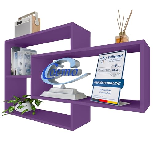 TRAUMMÖBEL Étagère murale en bois violet pour salon, chambre à coucher et cuisine