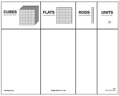 hand2mind Paper Base Ten Place Value Mat, Counting Cubes for Kids Math, Place Value Chart, Math Blocks Kindergarten Classroom Supplies, Base 10 Math Manipulatives (Pack of 25 Mats)