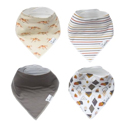Image of Copper Pearl 4 Pack Soft Cotton Baby Bibs for Drooling and Teething, Absorbent Drool Bibs for Baby Girl and Boy, Adjustable to Fit Newborns to Toddlers, Tons of Styles (Swift)