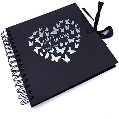 Nanny Black Scrapbook Guest Book Or Photo Album with Silver Script