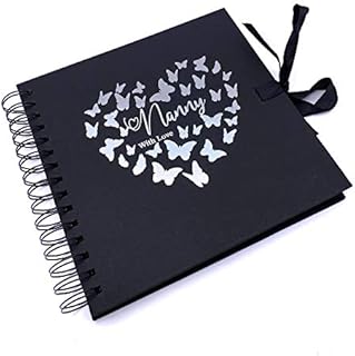 Nanny Black Scrapbook Guest Book Or Photo Album with Silver Script