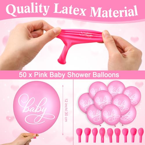 Image of Roowest 51 Pcs Tie Your Shoe Baby Shower Game Sign Wooden Sign Greenery Gift Sets Gender Reveal Party Favors 50 Balloons Latex Balloons for Game Wedding Supplies(Pink,Flowers)