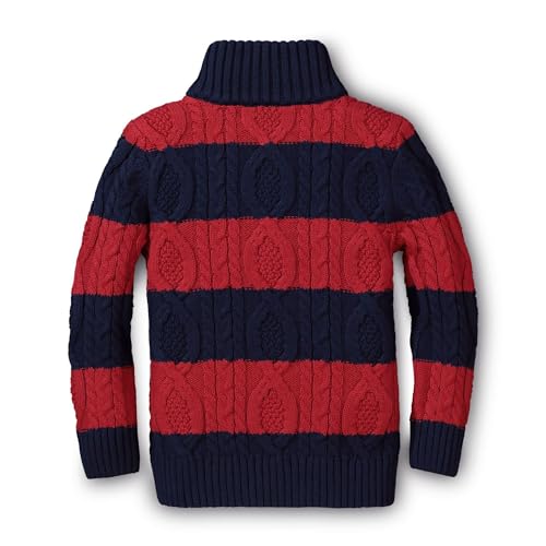 Image of Hope & Henry Boys' Mock Neck Cable Sweater with Button Placket
