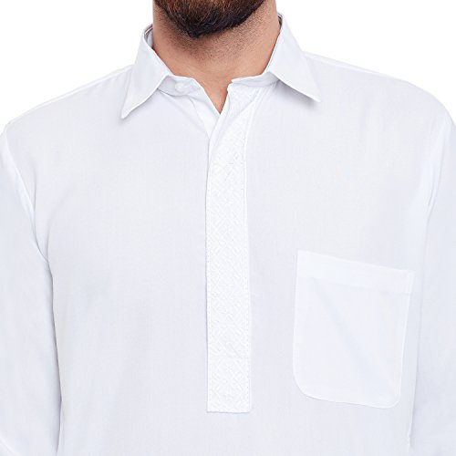 Image of SOJANYA (Since 1958 Men's Soft & Comfortable Cotton Blend Solid Pathani Set-Perfect for Eid & Holi Celebrations
