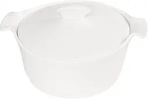8.9" Ceramic Casserole Dish with Lids, 2.2 Quart White French Soup Tureen Bakeware Set with Handle 11 IN, Chip and Crack Resistant Baking Dish, Microwave Dishwasher Oven Fridge Safe