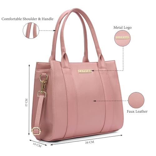 Image of Caprese Primea Medium Tote Bag for Women with Adjustable & Detachable Straps | Stylish, Durable, Multi-Compartment Design for Work, Travel, Shopping | Large Capacity, Ideal for Tab
