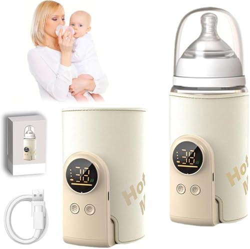 El Mejor Listado de Calentadores para Bebé los mejores 5. 44 Calentador de Biberones Portátil, Control Inteligente de Temperatura y Pantalla con luz Nocturna, Calentamiento Rápido, Calentador de Leche Portátil, Calentador de Biberones...